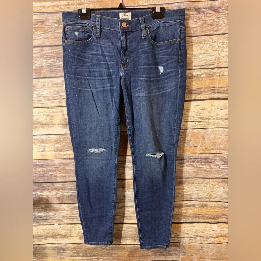 J.Crew‎ Jeans Toothpick Skinny Distressed 31 Pamona Wash Stretch Destroyed